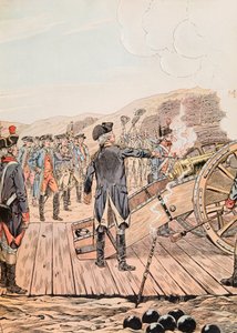 Jacques Marie Gaston Onfray de Breville detto JOB (1858-1931) - Il primo colpo di cannone al quartier generale di Yorktown nel settembre 1781 da pseudonym for Onfray de Breville Jacques Job