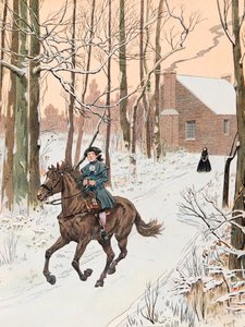Jacques Marie Gaston Onfroy de Breville detto JOB (1858-1931) - Il giovane George Washington (1732-1799) lasciò la casa di famiglia nel 1740 per la Old Field School, Collezione privata da pseudonym for Onfray de Breville Jacques Job
