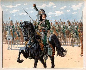 Joachim Murat allora colonnello durante la campagna italiana. Incisione di Jacques Marie Gaston Onfray de Breville detto Job da pseudonym for Onfray de Breville Jacques Job