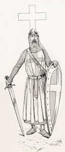 Cavaliere di Luigi IX detto San Luigi in costume da crociata. Illustrazione di Job per il libro 