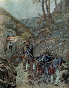 Campagna di Prussia (1806): le truppe lavoravano per allargare un passaggio per i cannoni ai piedi del Monte Iena alla vigilia della battaglia (14 ottobre)