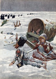 Scena della storia di Francia nei giocattoli: episodio della ritirata della Russia durante la guerra napoleonica (1812). In "Joujoux a l