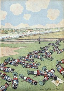 Scena della storia di Francia con giocattoli: Guerra di Successione Austriaca (1740-1748). Truppa di fanti dell