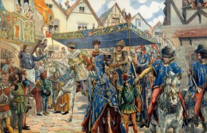Entrata trionfale di Luigi XI di Francia, detto il Prudente, a Parigi il 30 agosto da pseudonym for Onfray de Breville Jacques Job
