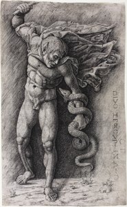 Fauno che Attacca un Serpente da school of Andrea Mantegna