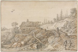 Paesaggio collinare con capanna accanto a un ruscello, 1627 da van de Velde Esaias