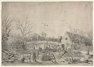 La Grande Inondazione del 10 gennaio 1624 o Riparazione della Diga Rottura sul Fiume Lek a Vianen, 1624 da van de Velde Esaias