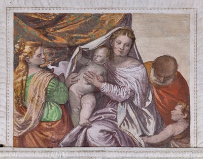 Madonna con Gesù Bambino e Santa Caterina che offre una colomba a Gesù, Parete Sud della Stanza del Cagnolino (dettaglio) da Veronese