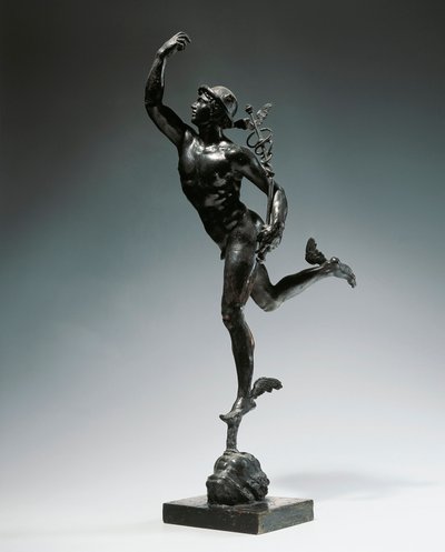Italia, Milano, Regione Toscana, statuetta in bronzo di Mercurio Volante da Giambologna