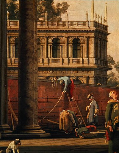 Capriccio di un uomo che scala un muro da Canaletto