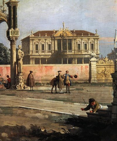 (dettaglio) di una Casa di Città e una piazza pubblica da Canaletto