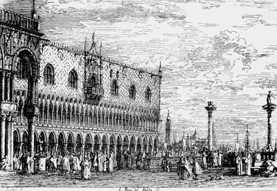 Palazzo Ducale e Piera del Bando, Venezia, incisione di Giovanni Antonio Canal, noto come Canaletto (1697-1768), Italia da Canaletto