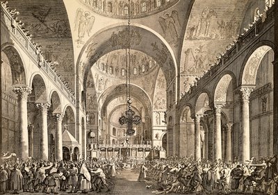 Festa veneziana, il nuovo Doge di Venezia presentato al popolo nella Basilica di San Marco da (1697 1768) Canaletto