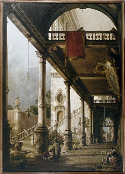 Capriccio con colonnato e cortile da Canaletto