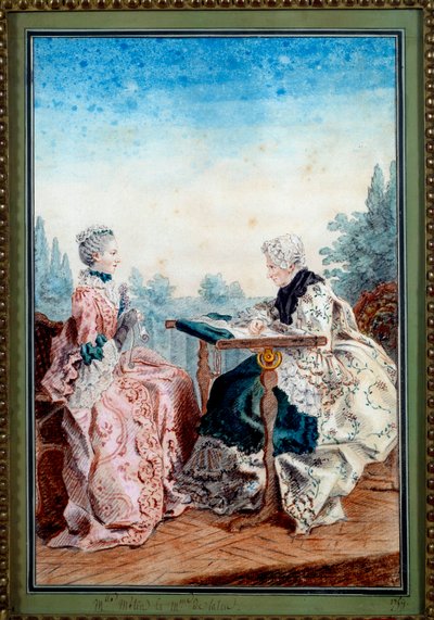 Mademoiselle Melin e Mademoiselle de Laleu che fanno arazzi da Carmontelle