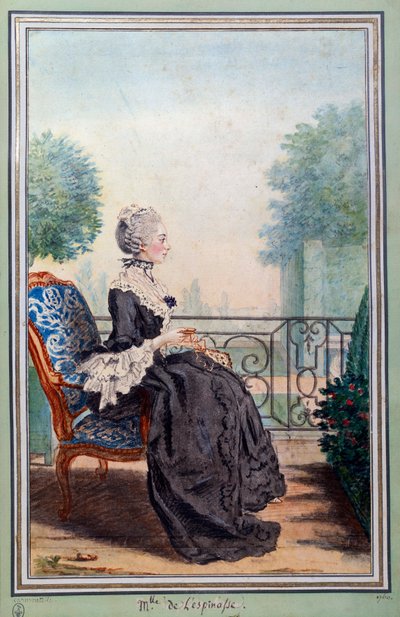 Ritratto a figura intera di Julie de Lespinasse (1732-1776) da Carmontelle