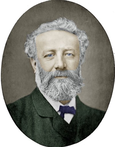 Jules Verne (1828-1905) romanziere francese, fotografia di Nadar, immagine colorata da (1820 1910) Nadar