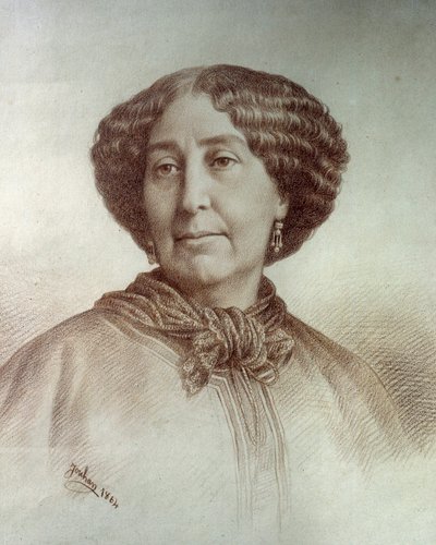 Ritratto della donna di lettere George Sand (1804-1876) Aurore Dupin, Baronessa Dudevant Disegno di Rene Jouhan (1835-?) da una fotografia di Nadar da Nadar