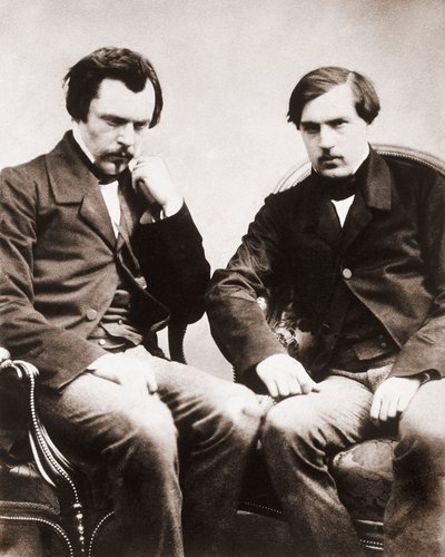 I fratelli Edmond de Goncourt (1822-1896) e Jules de Goncourt (1830-1870) critici letterari e scrittori francesi, foto di Gaspard Felix Tournachon detto Felix Nadar (1820-1910) circa 1855 da Nadar