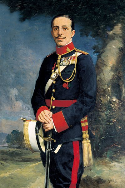 Ritratto di Alfonso XIII (1886-1941), Re di Spagna in uniforme militare. Dipinto di Kaulak (XIX secolo) da Kaulak