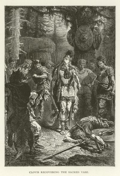 Clodoveo che recupera il Vaso Sacro (incisione) da (after) American School
