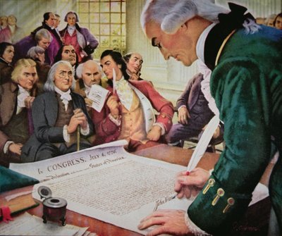 John Hancock firma la Dichiarazione d