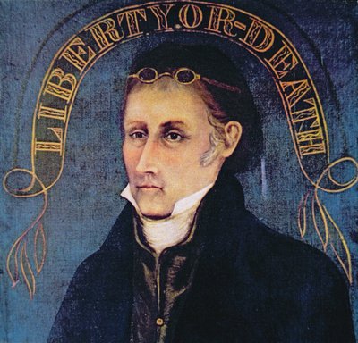 Patrick Henry, raffigurato con la leggenda 