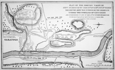 Piano della battaglia di Saratoga, ottobre 1777 da (after) American School