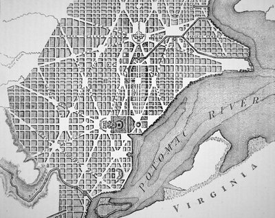 Piano della città di Washington come originariamente tracciato nel 1793 da (after) American School