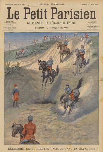 Cavalleria francese che pratica rapide discese ripide a cavallo da (after) Carrey