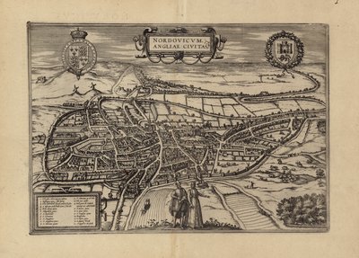 Mappa di Norwich, Norfolk da (after) English School