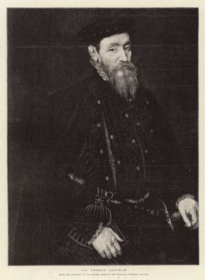 Sir Thomas Gresham (incisione) da (after) English School
