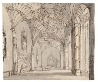 La sala da pranzo di Arbury Hall, Nuneaton, Warwickshire, c. 1810 da (after) English School