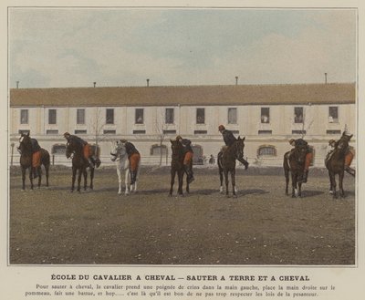 Scuola del Cavaliere a Cavallo, Saltare a Terra e a Cavallo (foto colorata) da (after) French Photographer