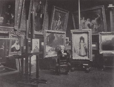 Pittore francese Carolus-Duran nel suo studio da (after) French Photographer