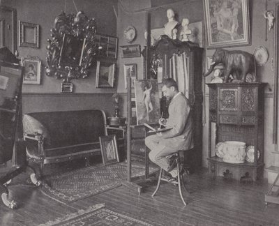 Il pittore francese Henri Gervex nel suo studio da (after) French Photographer