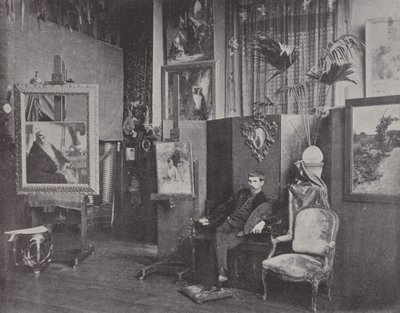 Il pittore francese Pascal Dagnan-Bouveret nel suo studio da (after) French Photographer