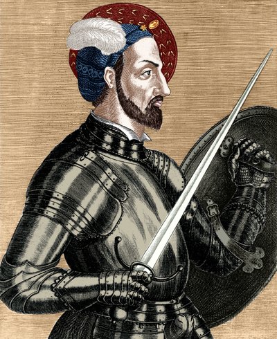 Carlo di Borbone (1490-1527), comandante supremo degli eserciti francesi, documento colorato da (after) French School