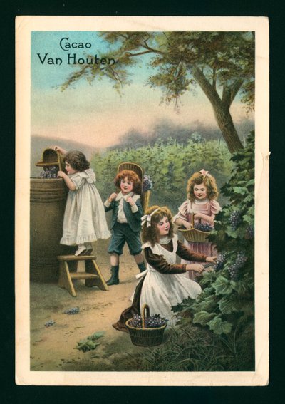 Bambini che raccolgono uva (cromolitografia) da (after) French School