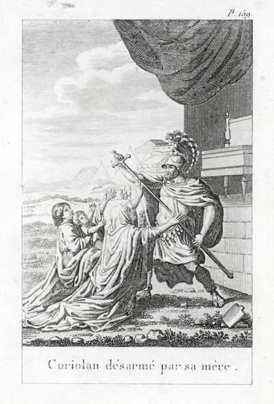 Coriolano disarmato da sua madre da (after) French School
