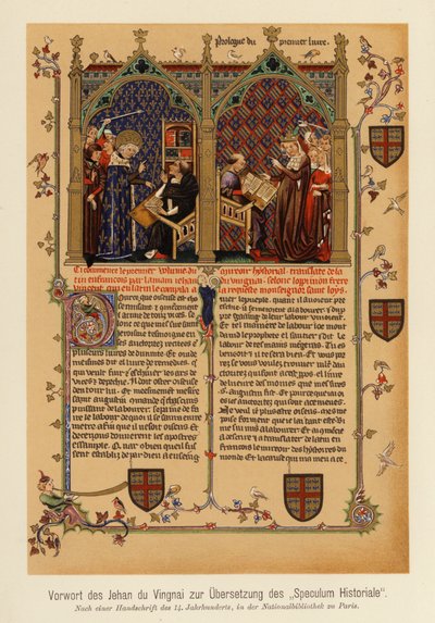 Prefazione della traduzione di Jean de Vignay dello Speculum Historiale (litografia a colori) da (after) French School