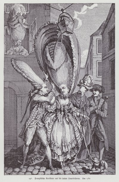 Cartone francese che deride le acconciature femminili dell