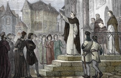 Rappresentazione di Alberto Magno che insegna a Parigi, al primo convento domenicano in Rue Saint Jacques da (after) French School