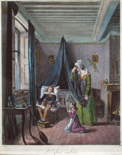Il bambino malato, c.1820 da (after) Genot