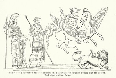 Bellerofonte combatte la Chimera (incisione) da (after) German School