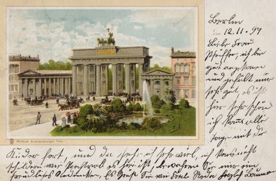 Berlino, Porta di Brandeburgo (litografia a colori) da (after) German School