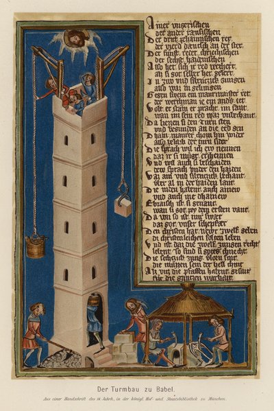 La costruzione della Torre di Babele da (after) German School