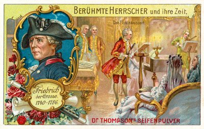 Federico il Grande di Prussia e un concerto di flauto (cromolitografia) da (after) German School