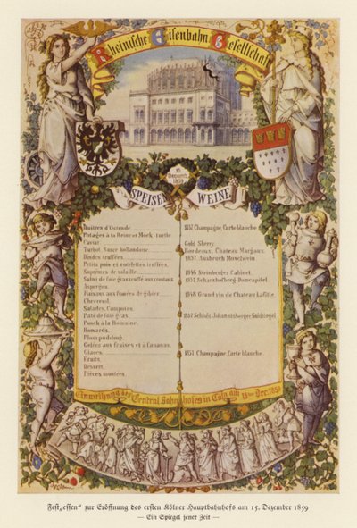 Menu per un banchetto che celebra l
