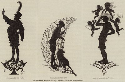 "Sogno di una notte di mezza estate," illustrato con silhouette (incisione) da (after) German School